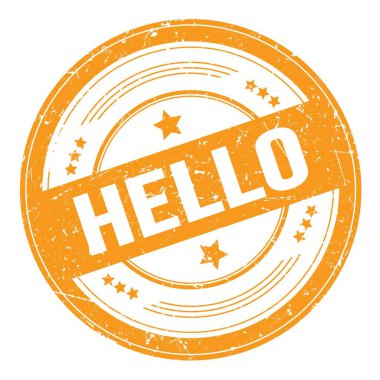 Turuncu yuvarlak grungy doku damgası üzerine yardım metni.