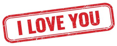 Kırmızı grungy dikdörtgen damgalı seni seviyorum..