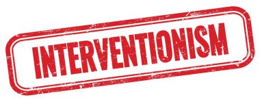 Kırmızı grungy vintage dikdörtgen damgalı InterTERVENTIONISM metin.