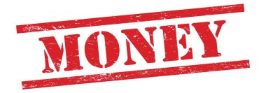 Kırmızı, kirli, eski, lastik damgalı para metni..