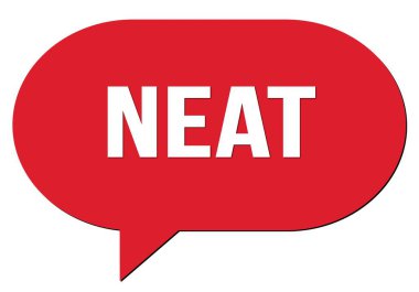 Kırmızı konuşma kabarcığı damgası ile yazılmış NEAT metni