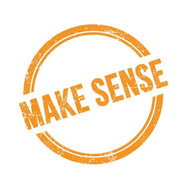 Turuncu grungy vintage yuvarlak pulla SENSE metni yaz.