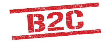 Kırmızı grungy dikdörtgen damga işareti üzerinde B2C metin.