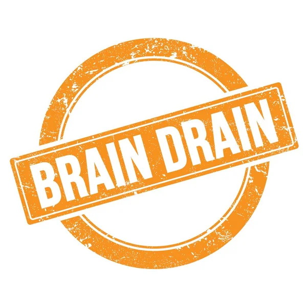 Brain Drain Testo Arancione Grungy Rotondo Timbro Vintage — Foto Stock