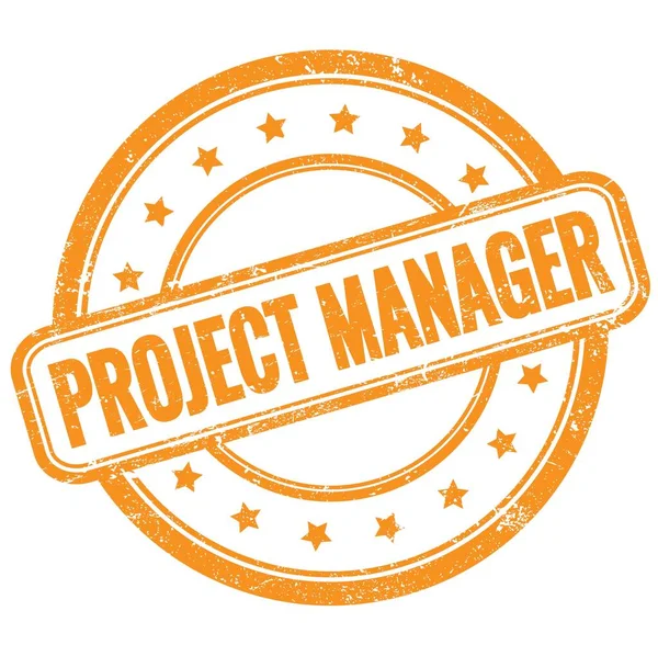 Project Manager Text Orange Vintage Grungy Rubber Stamp — Stock Photo, Image