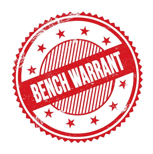 Bench Warrant Tekst Geschreven Rode Grungy Zig Zag Randen Ronde — Stockfoto