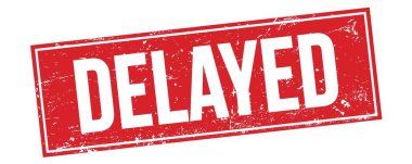 Kırmızı grungy dikdörtgen damga işareti üzerinde DELAYED metin.
