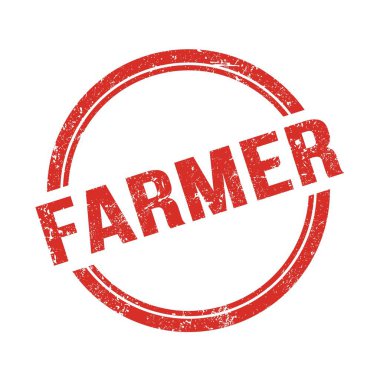 Kırmızı grungy vintage yuvarlak pulu üzerine yazılmış FARMER metni.