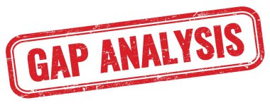 Kırmızı grungy vintage dikdörtgen damgalı GAP ANALYSIS metni.