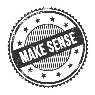 SENSE metnini siyah grungy zig zag kenarları yuvarlak pulu üzerine yaz.