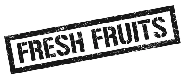 Fresh Fruits Fekete Piszkos Téglalap Bélyegző Tábla — Stock Fotó