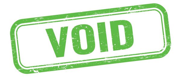 Текст VOID на зеленой граненой винтажной прямоугольной марке.