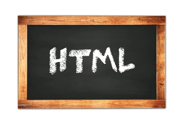 Siyah Ahşap Çerçeve Okul Tahtasına Yazılmış Html Metni — Stok fotoğraf