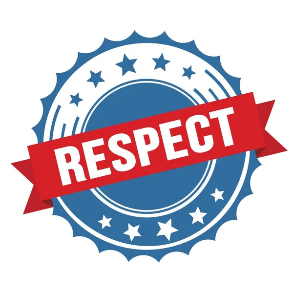 Respect Tekst Rood Blauw Lint Badge Stempel — Stockfoto