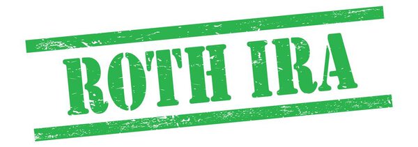 ROTH IRA text on green grungy vintage rubber stamp.