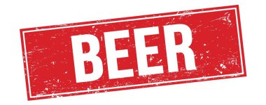 Kırmızı grungy dikdörtgen mühür işareti üzerinde bira metni.