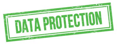 Yeşil grungy vintage dikdörtgen damgalı DATA PROTECTION metni.