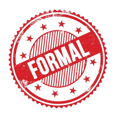 Kırmızı grungy zig zag kenarları yuvarlak mühür üzerine yazılmış formaL metin.