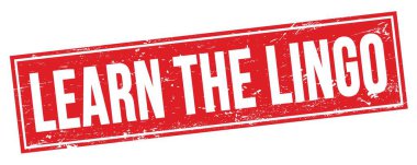 Kırmızı grungy dikdörtgen damga işareti üzerindeki LINGO metnini öğren.