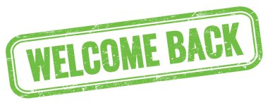 Yeşil grungy vintage dikdörtgen damgalı hoş geldin metni.