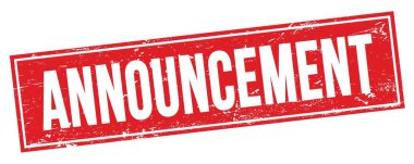 Kırmızı grungy dikdörtgen damga işareti üzerinde ANNCEMENT metin.