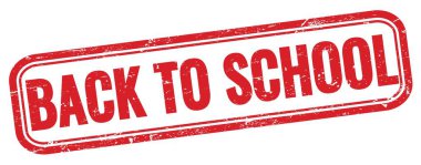 Kırmızı grungy dikdörtgen damgası üzerindeki Okula Dönüş metni.