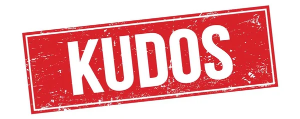 Kudos Text Red Grungy Rectangle Stamp Sign — Stock Photo, Image