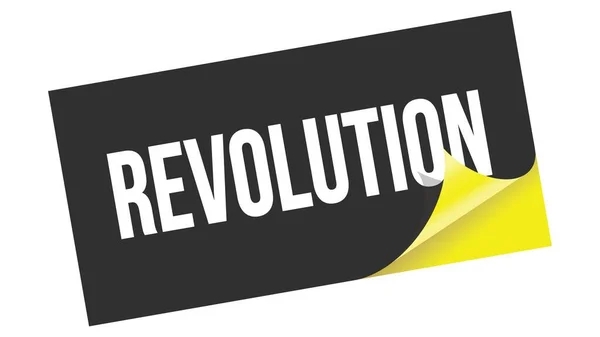 Siyah Sarı Etiket Damgası Üzerine Yazılmış Revolution Metni — Stok fotoğraf