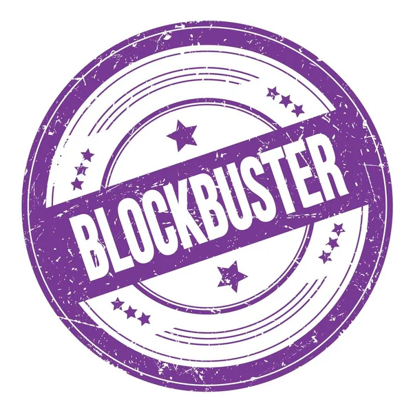 Blockbuster Text Violett Indigo Runda Grungy Konsistens Stämpel — Stockfoto