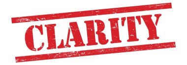 Kırmızı grungy vintage kauçuk damga üzerine CLARITY metin.