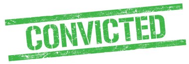 Yeşil grungy dikdörtgen damga işareti üzerine CONVICTED metni.