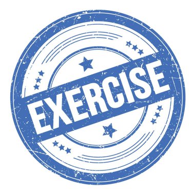 Mavi yuvarlak grungy desen damgası üzerine alıştırma metni.