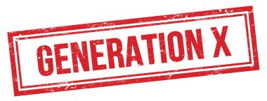 GENERATION X metin üzerinde kırmızı grungy vintage dikdörtgen damgası.
