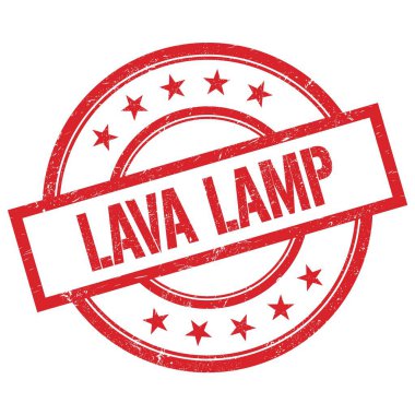 LAVA LAMP metin kırmızı yuvarlak vintage kauçuk damga üzerine yazılmış.