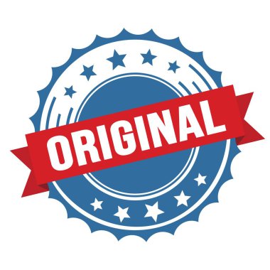 Kırmızı mavi rozet damgalı ORIGINAL metin.
