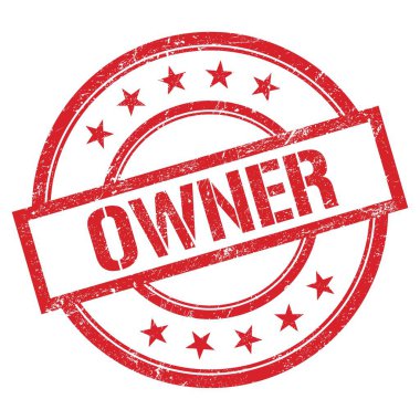 OWNER yazı kırmızı yuvarlak vintage kauçuk damga üzerine yazılmış.