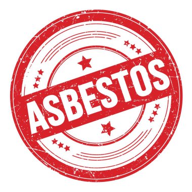 Kırmızı yuvarlak grungy doku damgası üzerine ASBESTOS metni.