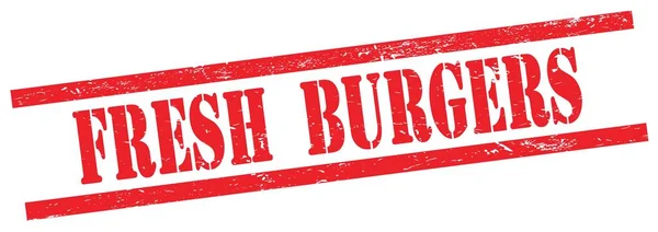 Fresh Burgers Texto Rojo Grungy Rectángulo Vintage Sello —  Fotos de Stock