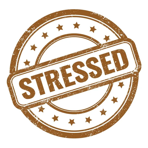 Stressed Text Brown Grungy Vintage Rubber Stamp — Stock Photo, Image