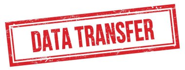 Kırmızı grungy vintage dikdörtgen damgalı DATA TRANSFER metni.