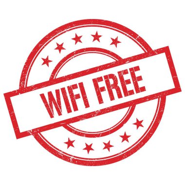WIFI özgür metin kırmızı yuvarlak vintage kauçuk damga üzerine yazılmış.