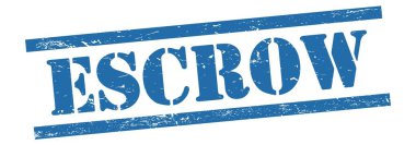 Mavi grungy vintage kauçuk damga üzerine ESCROW metin.