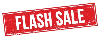 Kırmızı grungy dikdörtgen damga işareti üzerinde FLASH satışı metni.