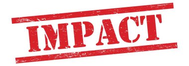 Kırmızı grungy vintage kauçuk damga üzerinde IMPACT metin.