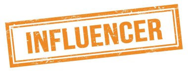 Sarı dikdörtgen vintage damgalı INFUENCER sözcüğü