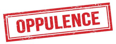 Kırmızı grungy vintage dikdörtgen damgalı OPPULENCE metni.