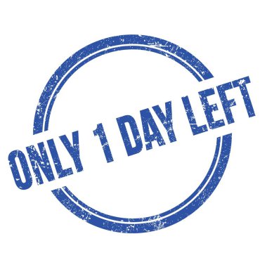 Sadece 1 GÜN LEFT metin mavi grungy vintage yuvarlak pul üzerine yazılmış.