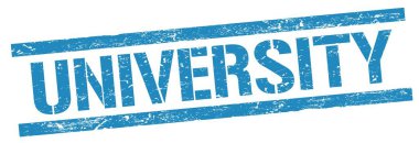 Mavi grungy dikdörtgen damga işareti üzerine ÜNİVERSITY metin.