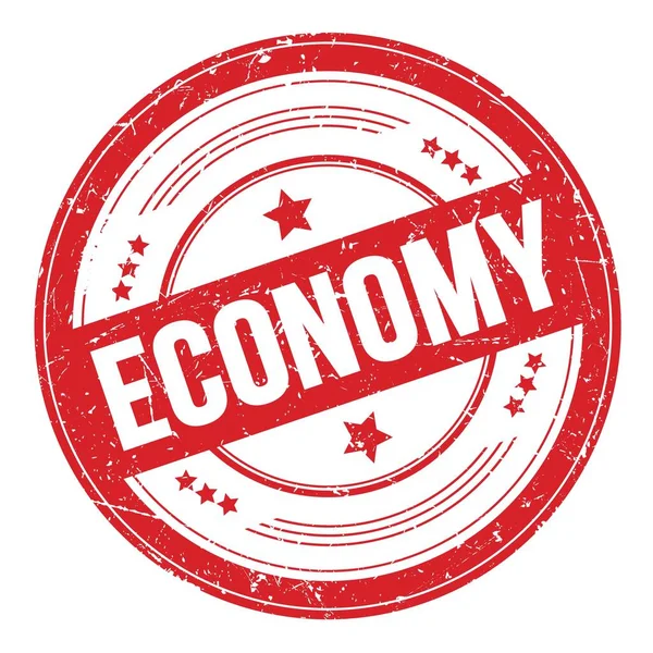 Ekonomin Text Röd Rund Grungy Textur Stämpel — Stockfoto