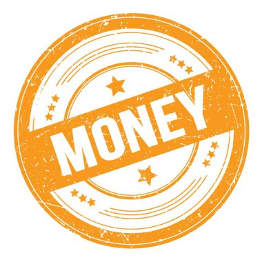 Turuncu yuvarlak kirli desen damgalı para metni..